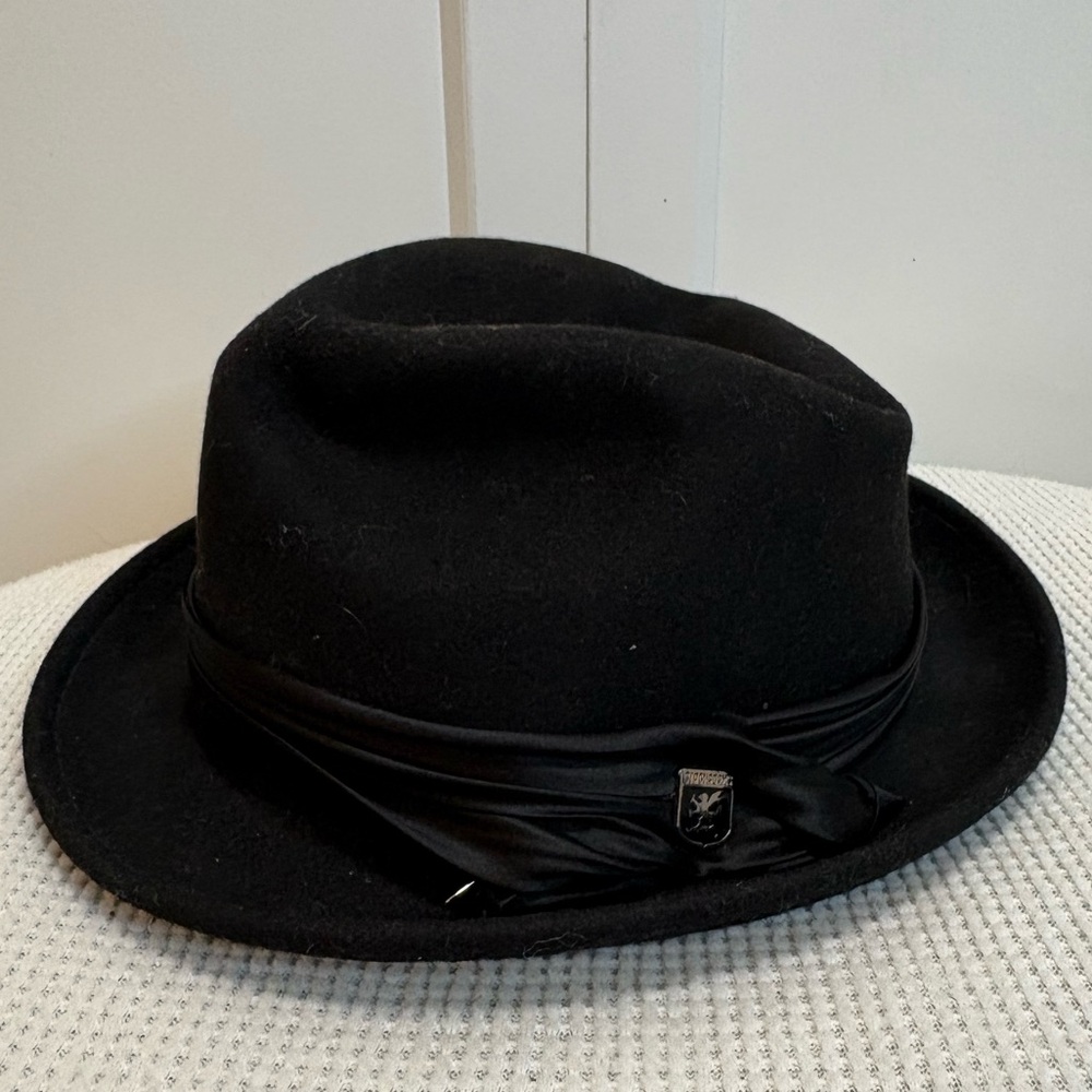 Stacy Adam’s 100% Wool Black Fedora with Ribbon and Insignia Men’s XXL Hat